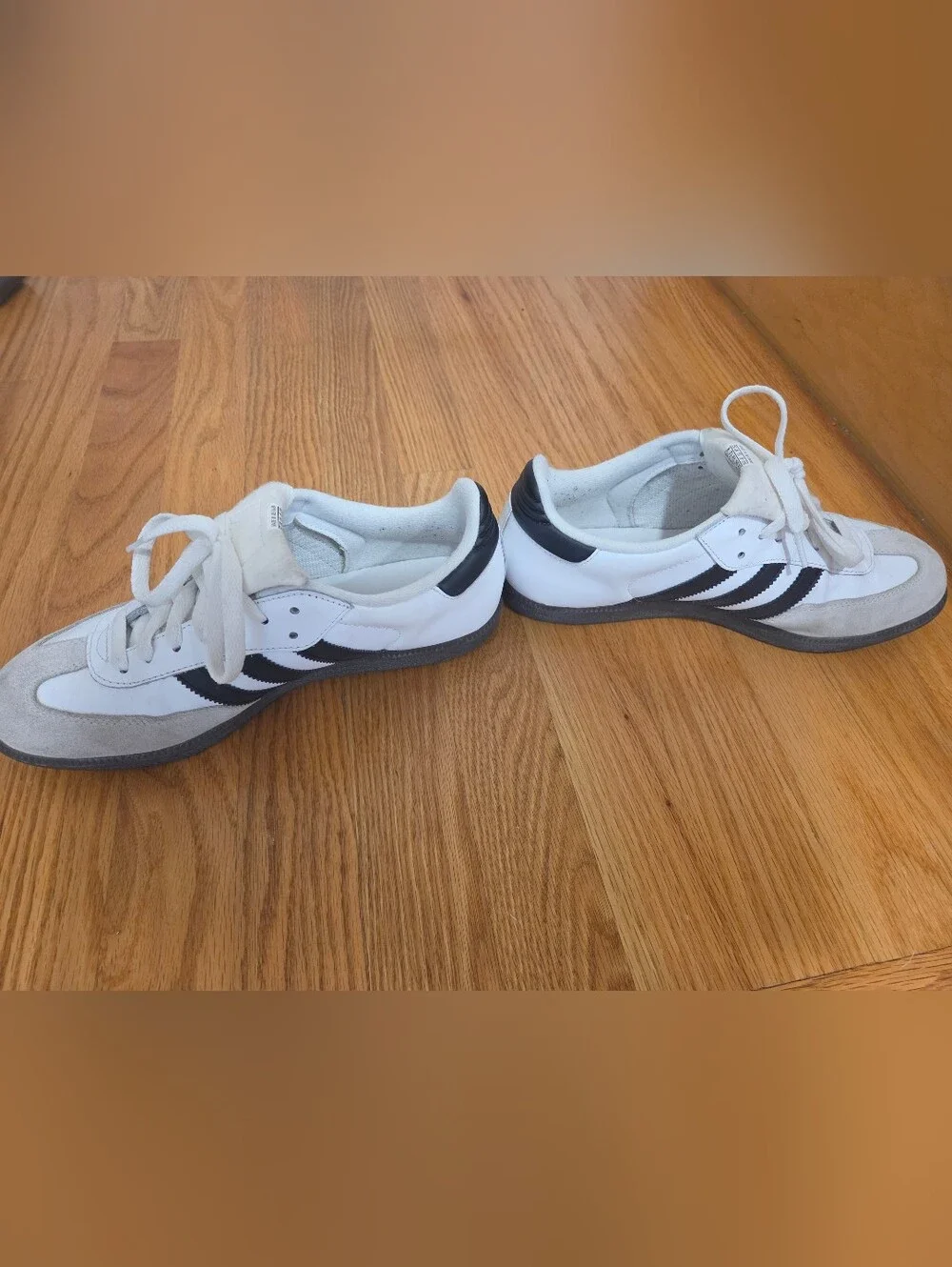 Adidas Samba Classic Sneakers - White with Black Stripes and Gray Suede Size 8